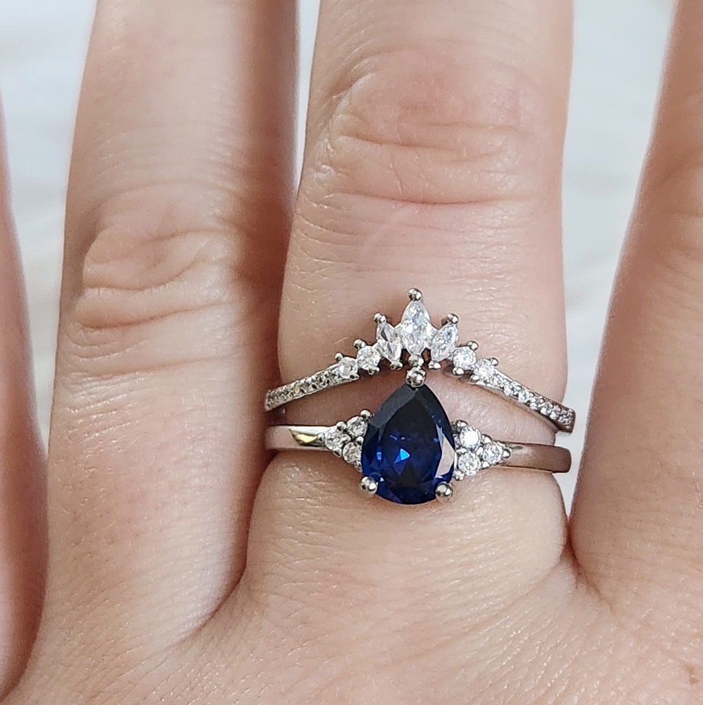 NWT Ryze Sapphire Blue & White Cubic Zirconia .925 Sterling Silver Ring - Size 9 - Picture 10 of 13